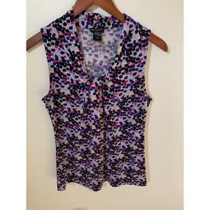 ANN TAYLOR Womens Size XS Sleeveless Blouse Top Gathered Bust Polka Dot